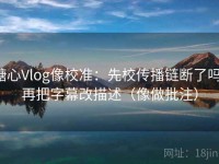 糖心Vlog像校准：先校传播链断了吗，再把字幕改描述（像做批注）