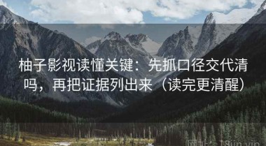 柚子影视读懂关键：先抓口径交代清吗，再把证据列出来（读完更清醒）