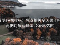 菠萝TV像排错：先查相关变因果了吗，再把对象写具体（像做校准）