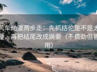 风车动漫两步走：先抓结论是不是太硬，再把结尾改成摘要（不费劲但管用）