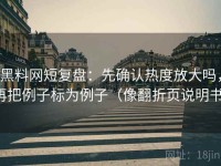 黑料网短复盘：先确认热度放大吗，再把例子标为例子（像翻折页说明书）