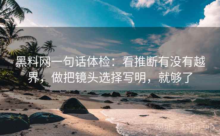 黑料网一句话体检：看推断有没有越界，做把镜头选择写明，就够了