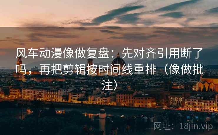 风车动漫像做复盘：先对齐引用断了吗，再把剪辑按时间线重排（像做批注）